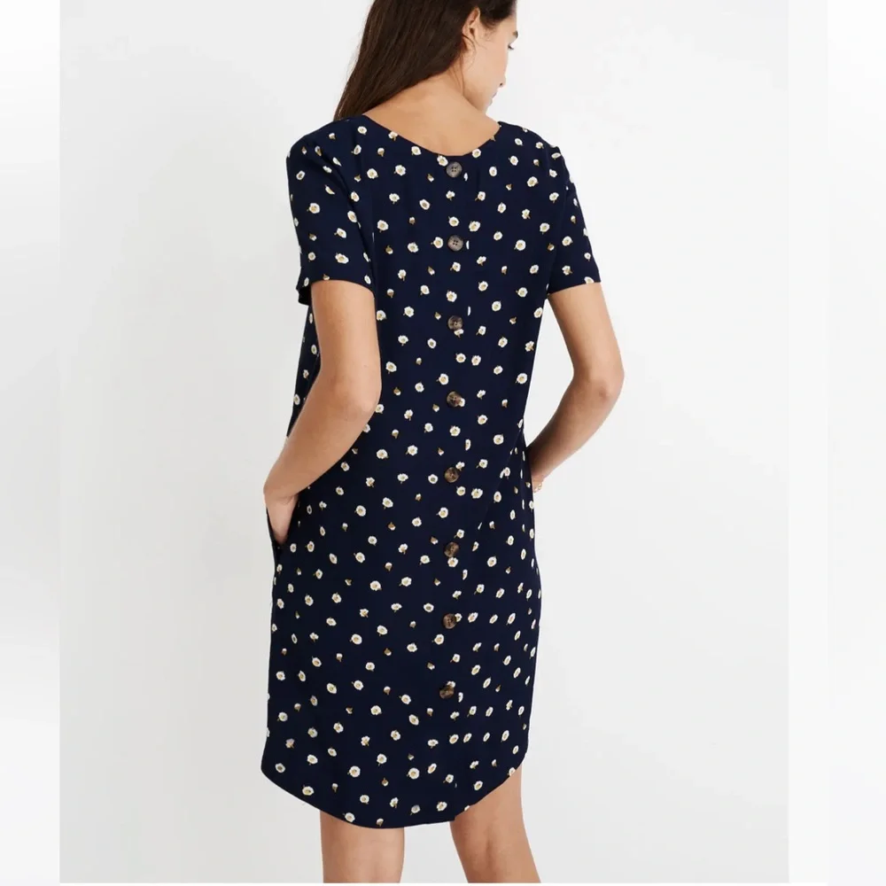 Madewell Navy Daisy Dot Mini Dress Women’s Medium Ditsy Floral Shift V-Neck - Picture 5 of 9